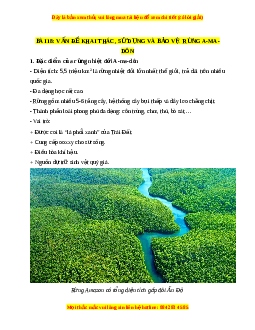 Lý thuyết Địa lý 7 Chân trời sáng tạo Bài 18: Vấn đề khai thác, sử dụng và bảo vệ rừng A-ma-dôn