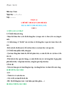 Giáo án Đơn vị đo độ dài Toán lớp 1 Kết nối tri thức