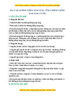 Giáo án Hai đường thẳng song song. Vẽ hai đường thẳng song song Toán lớp 4 Cánh diều