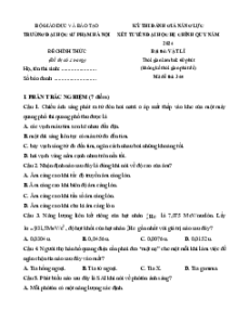 Đề thi Vật lí ĐGNL Đại học Sư phạm Hà Nội năm 2024