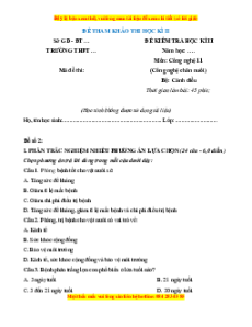 Đề thi Công nghệ 11 cuối kì 2 Kết nối tri thức (Đề 2 - chăn nuôi cấu trúc mới)