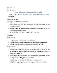 Giáo án Bài 1: Vẽ đồ thị hàm số bằng phần mềm Geogebra Toán 12 Chân trời sáng tạo