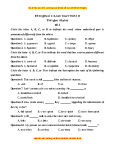 Đề thi giữa kì 1 Tiếng Anh 11 Ilearn smart (đề 3)