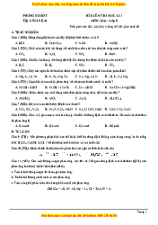 Đề thi cuối kì 1 Hóa học 9 Phòng GD&ĐT Thị Xã Giá Rai
