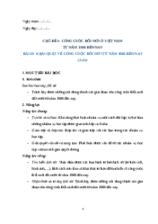 Giáo án Bài 10 Lịch sử 12 Chân trời sáng tạo (2024): Khái quát về công cuộc Đổi mới từ năm 1986 đến nay