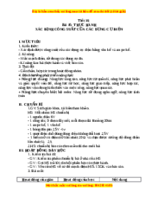 Giáo án Thực hành: Xác định công suất của các dụng cụ điện Vật lí 9