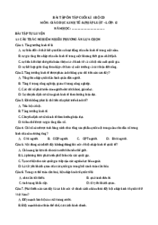 Bài tập trắc nghiệm Cuối kì 1 KTPL 12 Cánh diều (có đúng sai, trả lời ngắn)