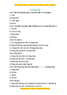 Trắc nghiệm Bài 17 Địa lí 6 Chân trời sáng tạo: Sông và hồ