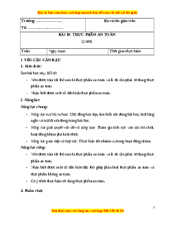 Giáo án Bài 19 Khoa học lớp 4 (Cánh diều): Thực phẩm an toàn