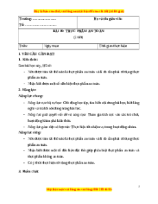 Giáo án Bài 19 Khoa học lớp 4 (Cánh diều): Thực phẩm an toàn