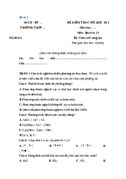 Đề thi Hóa học 11 Cuối kì 1 Chân trời sáng tạo cấu trúc mới 2025 (Đề 3)