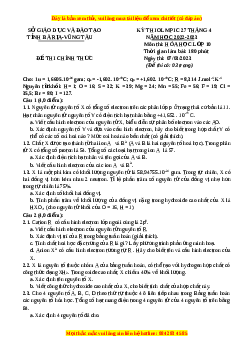 Đề HSG Hóa 10 Sở Bà Rịa - Vũng Tàu năm 2023 có đáp án