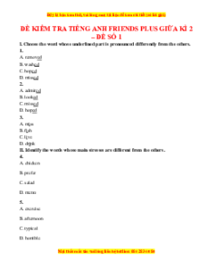 Bộ 8 đề thi giữa kì 2 Tiếng Anh 6 Friends plus có đáp án