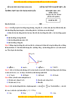 Đề thi thử Vật lí trường Chuyên Nguyễn Ngọc Hầu năm 2021