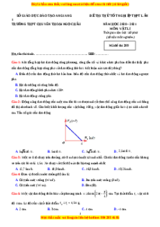 Đề thi thử Vật lí trường Chuyên Nguyễn Ngọc Hầu năm 2021