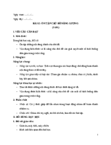 Giáo án Bài 12 Khoa học lớp 5 Kết nối tri thức: Ôn tập chủ đề Năng lượng