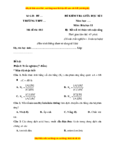 Đề thi giữa kì 1 Hóa Học 11 Kết nối tri thức (đề 3)