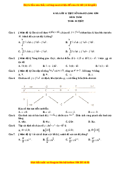 Đề thi thử Toán trường Sở Lạng Sơn năm 2021