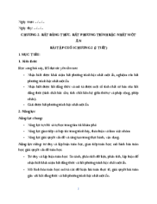 Giáo án Bài tập cuối chương 2 Toán 9 Chân trời sáng tạo
