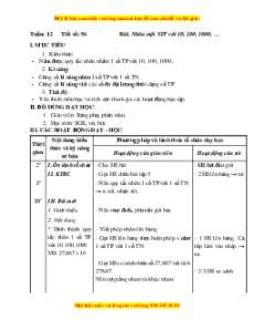Giáo án Bài 56 Toán lớp 5: Nhân một số thập phân với 10, 100, 1000 ,…