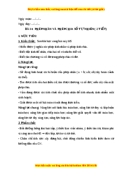 Giáo án Phép nhân, phép chia các số tự nhiên Toán 6 Cánh diều