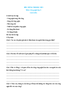 Đề cương ôn tập Cuối kì 1 Công nghệ lớp 5 Cánh diều