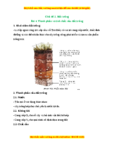 Lý thuyết Công nghệ 10 Trồng trọt Cánh diều Bài 4: Thành phần và tính chất của đất trồng