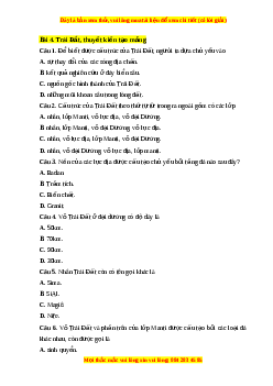Trắc nghiệm Bài 4 Địa lí 10 Chân trời sáng tạo: Trái đất, thuyết kiến tạo mảng