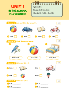 Bài tập cuối tuần Tiếng Anh lớp 1 Global Success