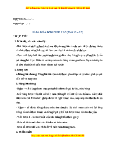 Giáo án Mùa đông vùng cao Tiếng việt 2 Chân trời sáng tạo