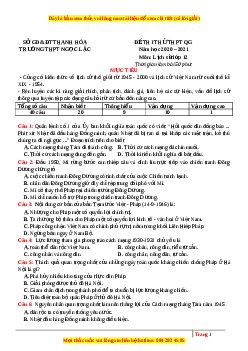 Đề thi thử Lịch Sử trường Ngọc Lạc năm 2021