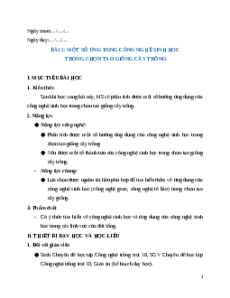 Giáo án chuyên đề Bài 2: Ứng dụng công nghệ sinh học trong chọn tạo giống cây trồng Công nghệ trồng trọt 10 Kết nối tri thức