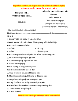 Đề thi giữa kì 1 Khoa học lớp 4 Chân trời sáng tạo - Đề 2