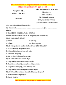 Đề thi giữa kì 1 Khoa học lớp 4 Chân trời sáng tạo - Đề 2