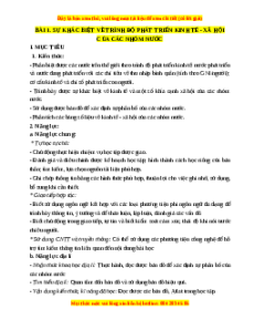 Giáo án Bài 1 Địa lí 11 Chân trời sáng tạo (2024): Sự khác biệt vè trình độ phát triển kinh tế - xã hội của các nhóm nước