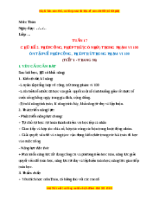 Giáo án Ôn tập về phép cộng, phép trừ trong phạm vi 100 Toán lớp 2 Cánh diều