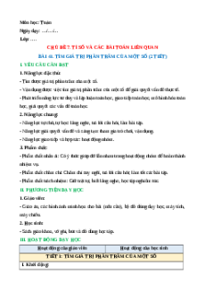 Giáo án Tìm giá trị phần trăm của một số Toán lớp 5 Kết nối tri thức