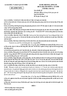 Đề thi HSG Lịch Sử 12 năm 2025-2026 (có đáp án)