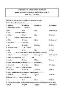 2 Đề khảo soát chất lượng đầu năm 2024-2025 Tiếng Anh 6 có lời giải