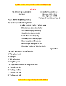 Đề thi giữa kì 1 Ngữ văn 8 Kết nối tri thức (đề 14)