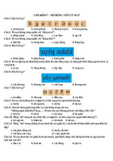 Câu hỏi ôn thi Trạng Nguyên Tiếng Việt lớp 4 Chủ điểm 7: Mở rộng vốn từ ngữ