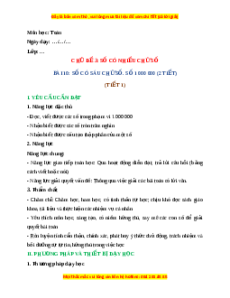 Giáo án Số có sáu chữ số. Số 1 000 000 Toán 4 Kết nối tri thức