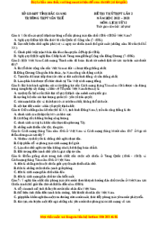 Đề thi thử Lịch sử trường Yên Thế - Bắc Giang lần 2 năm 2023