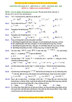 Đề thi giữa kì 2 Toán 11 Kết nối tri thức (theo cấu trúc đề minh họa 2025) Đề 14