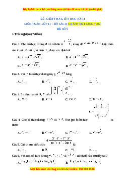 Đề thi giữa kì 2 Toán 11 Chân trời sáng tạo (Đề 5)