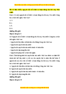Trắc nghiệm KTPL 10 Bài 13 Chân trời sáng tạo: Đặc điểm, nguyên tắc tổ chức và hoạt động của bộ máy nhà nước Cộng hòa xã hội chủ nghĩa Việt Nam