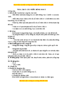 Giáo án Bài 5 Lịch sử 9: Các nước Đông Nam Á
