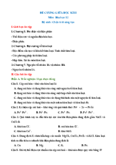 Đề cương ôn tập Giữa kì 2 Hóa học 12 Chân trời sáng tạo