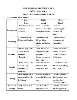 Đề cương ôn tập Giữa kì 1 Tiếng Anh 6 ilearn Smart world