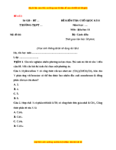 Đề thi cuối kì 2 Hóa Học 11 Cánh diều (Đề 2)
